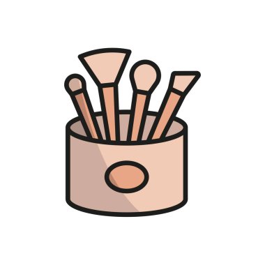 Makyaj fırçası seti makyaj ikonu vektör temel tasarım basit ve modern konsept grafik