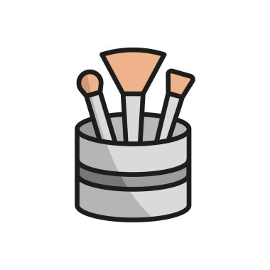 Makyaj fırçası seti makyaj ikonu vektör temel tasarım basit ve modern konsept grafik