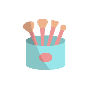 Makyaj fırçası seti makyaj ikonu vektör temel tasarım basit ve modern konsept grafik