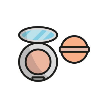 Pudra ponponu güzelliği simge vektörü temel tasarım basit ve modern konsept grafiği oluşturur