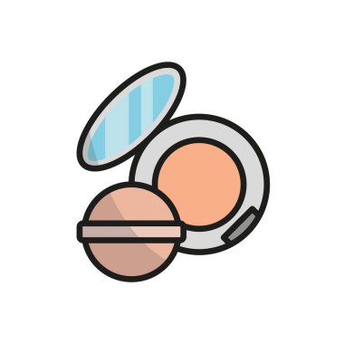 Pudra ponponu güzelliği simge vektörü temel tasarım basit ve modern konsept grafiği oluşturur