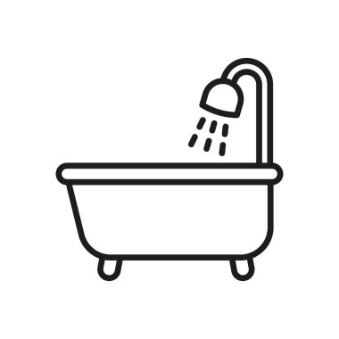 Küvet banyosu ikon vektörü temel tasarım basit ve modern konsept grafik