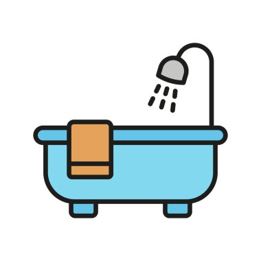 Küvet banyosu ikon vektörü temel tasarım basit ve modern konsept grafik