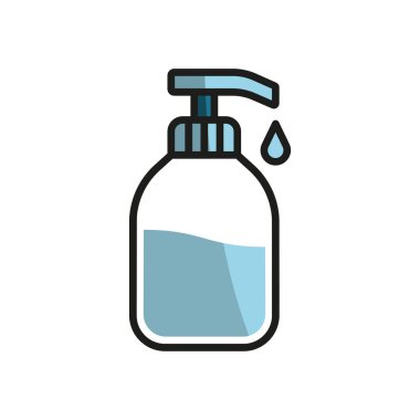 Sıvı sabun banyo ikonu vektör temel tasarım basit ve modern konsept grafik