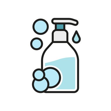Sıvı sabun banyo ikonu vektör temel tasarım basit ve modern konsept grafik