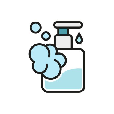 Sıvı sabun banyo ikonu vektör temel tasarım basit ve modern konsept grafik