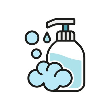 Sıvı sabun banyo ikonu vektör temel tasarım basit ve modern konsept grafik