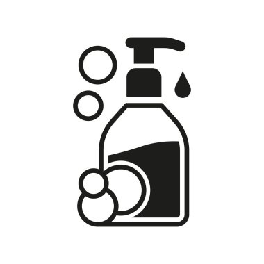 Sıvı sabun banyo ikonu vektör temel tasarım basit ve modern konsept grafik