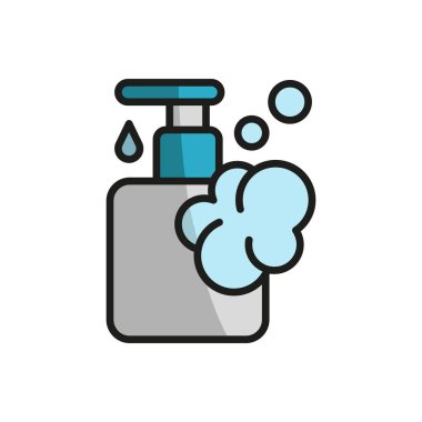 Sıvı sabun banyo ikonu vektör temel tasarım basit ve modern konsept grafik