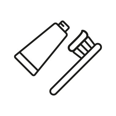 Diş fırçası macunu birim ikon vektörü temel tasarım basit ve modern konsept grafiği