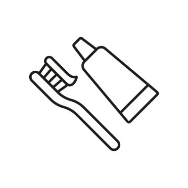 Diş fırçası macunu birim ikon vektörü temel tasarım basit ve modern konsept grafiği