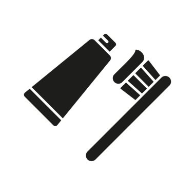 Diş fırçası macunu birim ikon vektörü temel tasarım basit ve modern konsept grafiği