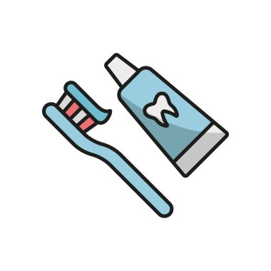 Diş fırçası macunu birim ikon vektörü temel tasarım basit ve modern konsept grafiği