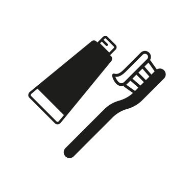 Diş fırçası macunu birim ikon vektörü temel tasarım basit ve modern konsept grafiği