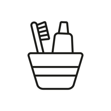 Diş fırçası tutucu simgesi vektörü temel tasarım basit ve modern konsept grafiği