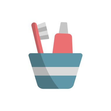 Diş fırçası tutucu simgesi vektörü temel tasarım basit ve modern konsept grafiği