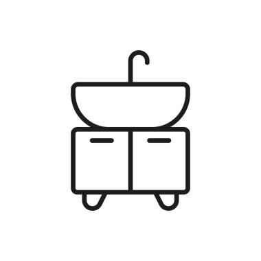 Vanity Unit banyo simgesi vektörü temel tasarım basit ve modern konsept grafik