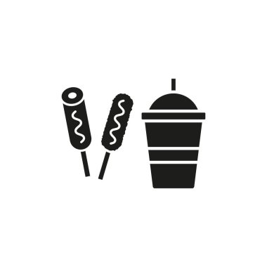 Drink and corn dog set food icon vector basic design simple and modern concept graphic clipart