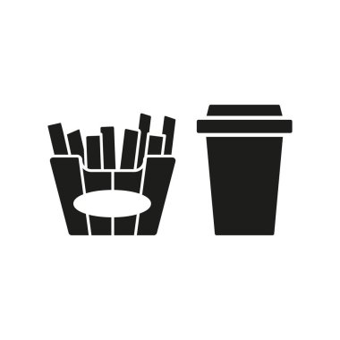 Kızarmış patates kızartması yemek ikonu vektörü temel tasarım basit ve modern konsept grafiği