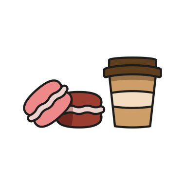 İçecek ve makaron yiyecek ikonu vektörü temel tasarım basit ve modern konsept grafiği