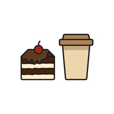 İçecek ve tiramisu yiyecek ikonu vektörü temel tasarım basit ve modern konsept grafiği