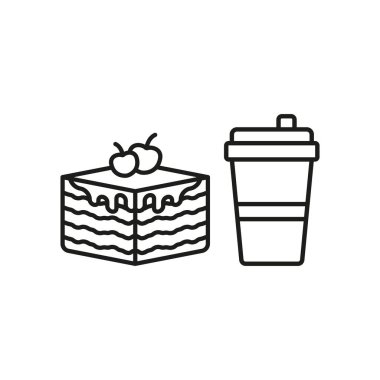 İçecek ve tiramisu yiyecek ikonu vektörü temel tasarım basit ve modern konsept grafiği