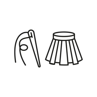 İğne ipliği ve etek seti terzi ve moda ikonu vektörü vektör temel tasarım basit ve modern konsept grafik