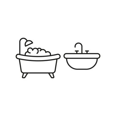 Lavabo ve küvet ikon vektörü temel tasarım basit ve modern konsept grafiği