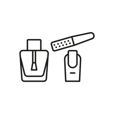 Tırnak cilası şişesi ve tırnak törpüsü güzellik salonu ikonu vektörü temel tasarım basit ve modern konsept grafik