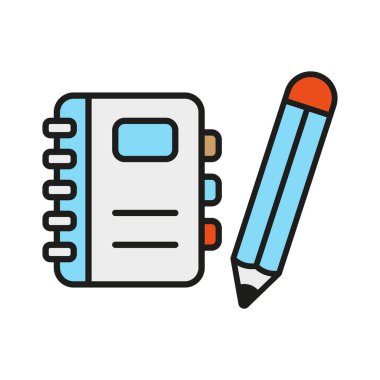 Bağlayıcı kalem kümesi kırtasiye simgesi vektör temel tasarım basit ve modern konsept grafiği