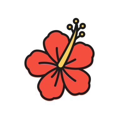 Hibiscus çiçek ikonu, çarpıcı bir vektör grafik gösterimi karmaşık taç yaprakları, pürüzsüz eğriler ve parlak tonlar, logolar için ideal, yaz temalı projeler veya yaratıcı sanat eserleri