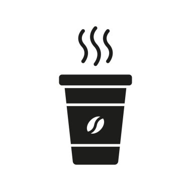 Kahve fincanı içecek ikonu, güvenli ve minimalist detaylara sahip bir paket servis bardağı içeren gösterişli ve modern bir vektör illüstrasyonu, kafe marası, menü tasarımları veya kahve ile ilgili projeler için mükemmel.