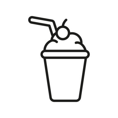 Milkshake içecek ikonu eğlenceli ve renkli bir tasarım sergiliyor, kafe menüleri, tatlı markaları veya içecek temalı projeler için mükemmel..