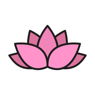 Nilüfer çiçeği ikonu, hem baskı hem de dijital ortamda saflığı, ruhaniliği ve uyumu temsil etmek için ideal, zamansız ve sembolik bir stil sergiliyor.