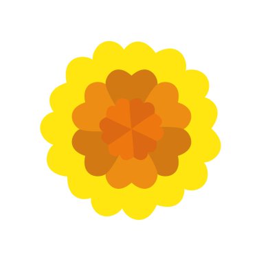 Marigold çiçek ikonu canlı ve neşeli bir tasarıma sahiptir, bahçe temalı projeler, festival markalaşması veya çiçek desenleri için mükemmeldir.