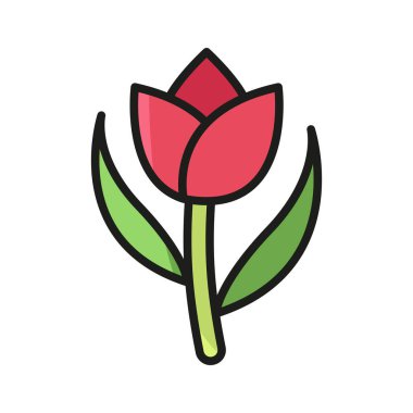 Lale çiçeği ikonu basit ve zarif bir tasarıma sahiptir, bahar temalı projeler, çiçek markaları veya botanik çizimler için mükemmeldir.