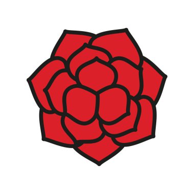 Gül çiçeği ikonu, zamansız ve zarif bir tasarıma sahiptir. Romantik temalar, çiçek markaları veya lüks görseller için mükemmeldir.