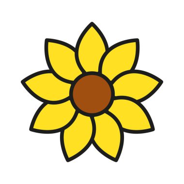 Ayçiçeği ikonu canlı ve canlı bir görünüm sergiler, pozitifliği, enerjiyi ve botanik çizimleri temsil etmek için idealdir