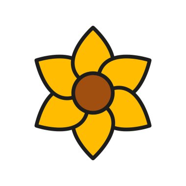 Ayçiçeği ikonu canlı ve canlı bir görünüm sergiler, pozitifliği, enerjiyi ve botanik çizimleri temsil etmek için idealdir