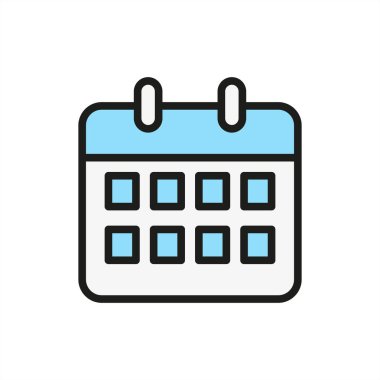 Takvim simgesi, programlama uygulamaları, olay planlama veya üretkenlik araçları için mükemmel, temiz ve düzenli bir tasarım içerir