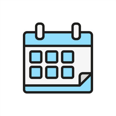 Takvim simgesi, programlama uygulamaları, olay planlama veya üretkenlik araçları için mükemmel, temiz ve düzenli bir tasarım içerir