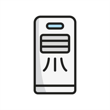 Klima ikonu, soğutma sistemlerini, ev aletlerini veya iklim kontrol çözümlerini temsil etmek için mükemmel, parlak ve modern bir tasarıma sahiptir.