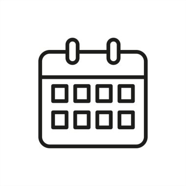 Takvim simgesi, programlama uygulamaları, olay planlama veya üretkenlik araçları için mükemmel, temiz ve düzenli bir tasarım içerir