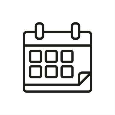 Takvim simgesi, programlama uygulamaları, olay planlama veya üretkenlik araçları için mükemmel, temiz ve düzenli bir tasarım içerir