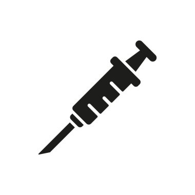 Temiz ve kesin çizgilerle dizayn edilmiş şırınga ikonu, tıbbi sunumlar, aşı kampanyaları veya ilaç markaları için ideal