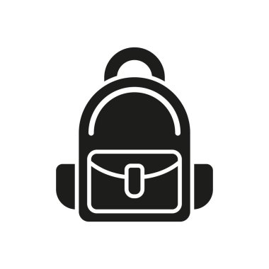 Basit ve şık bir tasarımı olan sırt çantası ikonu, okulla ilgili grafikler, kamp malzemeleri mağazaları ve dijital moda katalogları için mükemmel..