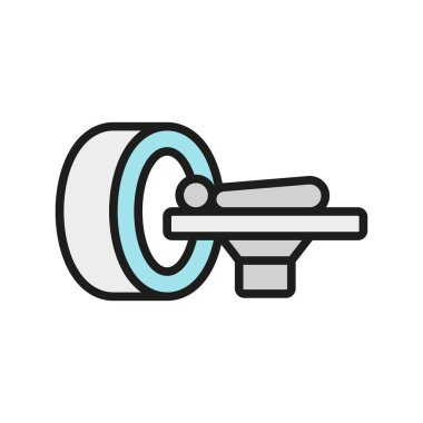 Modern ve profesyonel görünümlü CT tarayıcı simgesi, tıbbi uygulamalar, hastane web siteleri ve sağlık bilgileri grafiği için ideal