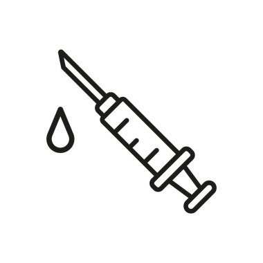 Temiz ve kesin çizgilerle dizayn edilmiş şırınga ikonu, tıbbi sunumlar, aşı kampanyaları veya ilaç markaları için ideal