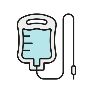 IV medikal ikon, damar içi (IV) damar içi ve ayakta duran bir serum torbasının, sağlık uygulamaları, tıbbi web siteleri ve hastaneyle ilgili görseller için mükemmel bir vektör ilülasyonudur..