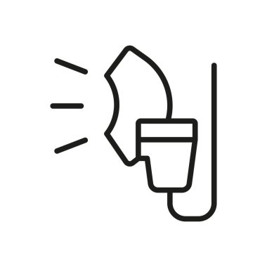 Nebulizer medikal ikonu, sağlık uygulamaları, tıbbi web siteleri ve solunum hizmetleri görselleri için tasarlanmış maske ve sis akışına sahip bir bulutsunun temiz bir vektör ilülasyonudur..